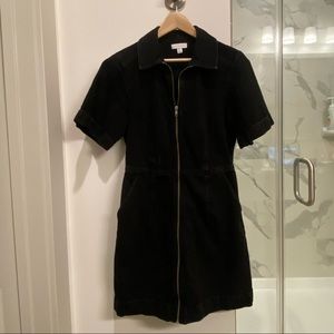 Topshop Black Denim Zip-Up Dress